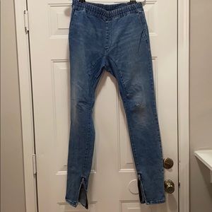 PACSUN MENS DENIM BLUE JOGGERS WITH BOTTOM ZIPPERS